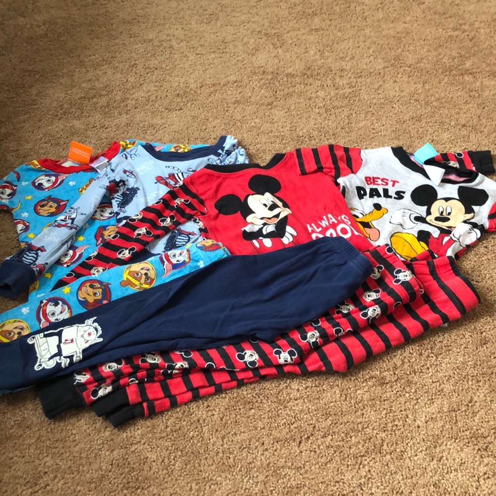 Set of 4 pair boys PJs Mickey, Monster, Paw Patrol